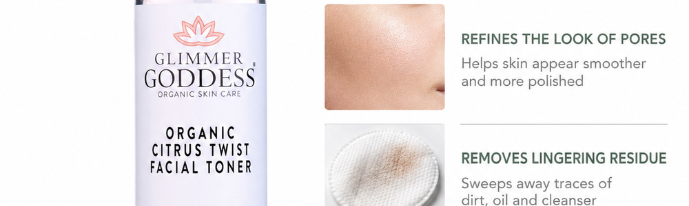 Glimmer Goddess Organic Citrus Twist Facial Toner featured in a guide explaining whether toner is necessary and how to choose a formula.