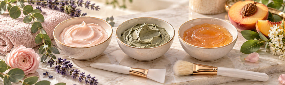 Hydrating, clay, and exfoliating face-mask textures