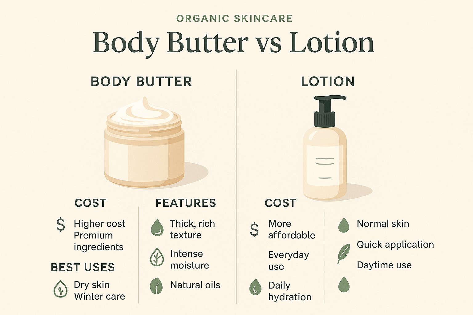 Body Butter vs Lotion: Cost, Features & Best Uses Explained - Glimmer Goddess® Organic Skin Care