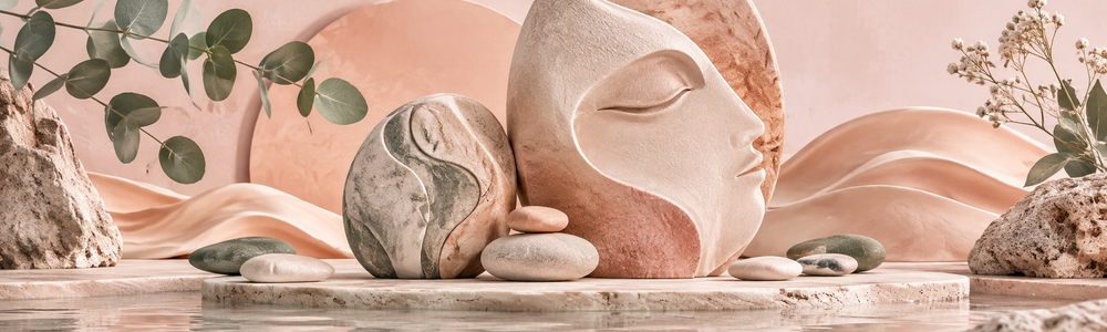 Abstract stone forms suggesting face perception and pareidolia