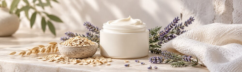 Gentle moisturizer with oats, cotton, and lavender