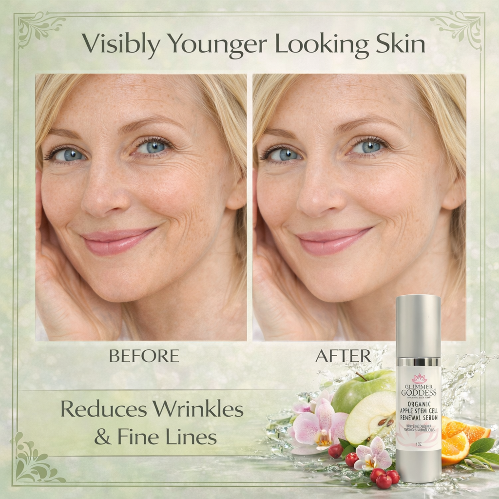 Organic Apple Stem Cell Anti-Aging Serum – 4 Plant Stem Cells (Apple, Lingonberry, Orchid, Orange) for Wrinkles & Firmness – 1 oz