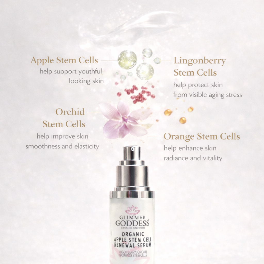 Organic Apple Stem Cell Anti-Aging Serum – 4 Plant Stem Cells (Apple, Lingonberry, Orchid, Orange) for Wrinkles & Firmness – 1 oz