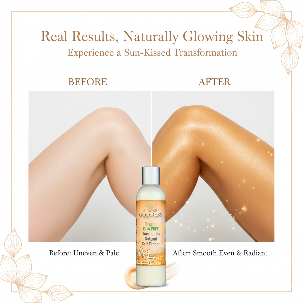Organic DHA-Free Self Tanner – Natural Sun-Kissed - Glimmer Goddess® Organic Skin Care
