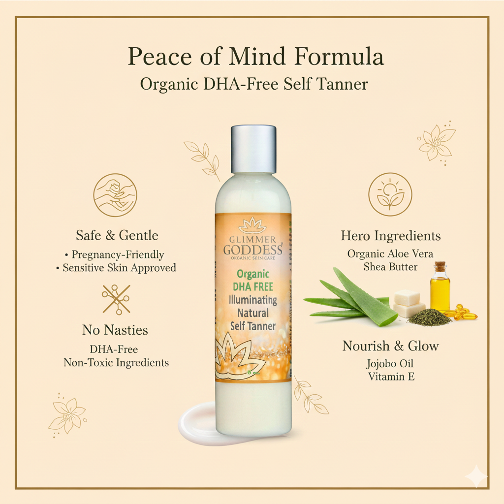 Organic DHA-Free Self Tanner – Natural Sun-Kissed - Glimmer Goddess® Organic Skin Care