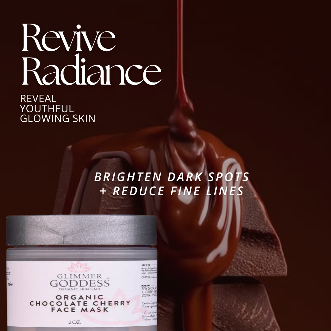 Organic Chocolate Cherry Face Mask with antioxidants for anti-aging and radiant skin - Glimmer Goddess® Organic Skin Care