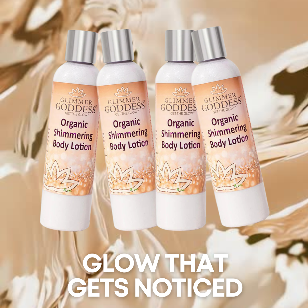 Organic Diamond Shimmer Body Lotion – Sexy Level 2 & Super Level 3 Shimmer in 4 oz & 8 oz