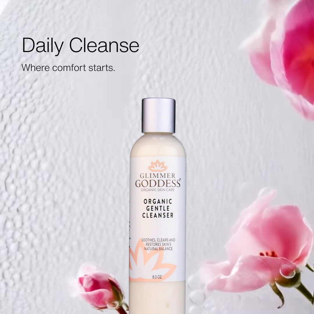 Sensitive Skin Cleanser benefits: soothes redness, reduces irritation, gentle enough for all skin types - Glimmer Goddess® Organic Skin Care