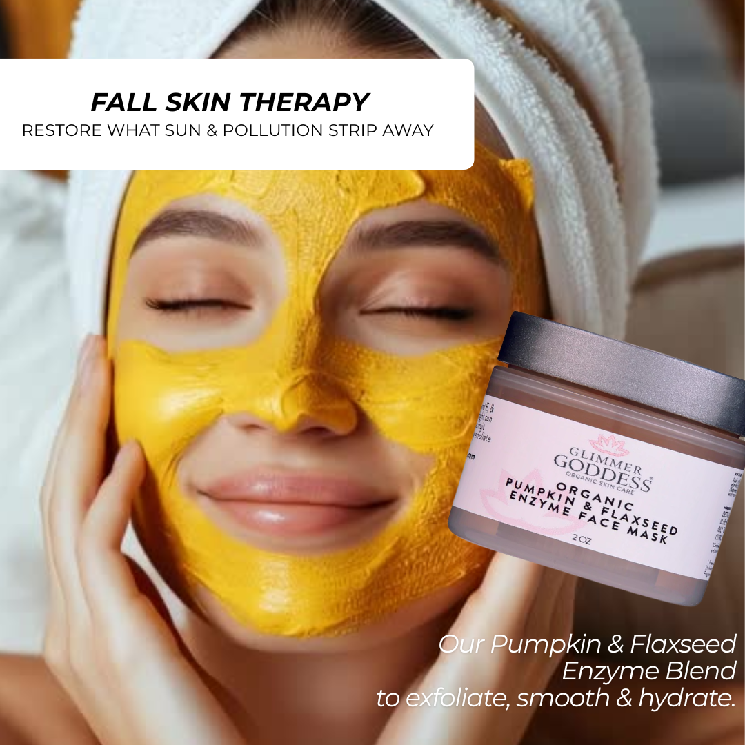 Pumpkin Flaxseed Enzyme Face Mask benefits: brightens, tightens, promotes glow - Glimmer Goddess® Organic Skin Care