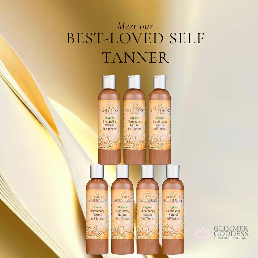 Fast-developing sunless tanning lotion with DHA for natural-looking bronze tan - Glimmer Goddess® Organic Skin Care