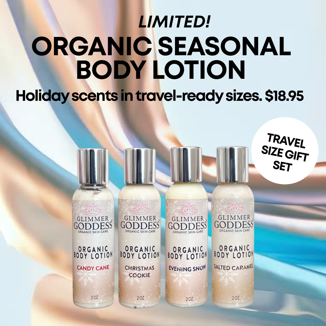 Seasonal Body Lotion Travel Gift Set benefits: variety of seasonal scents, travel-friendly sizes - Glimmer Goddess® Organic Skin Care
