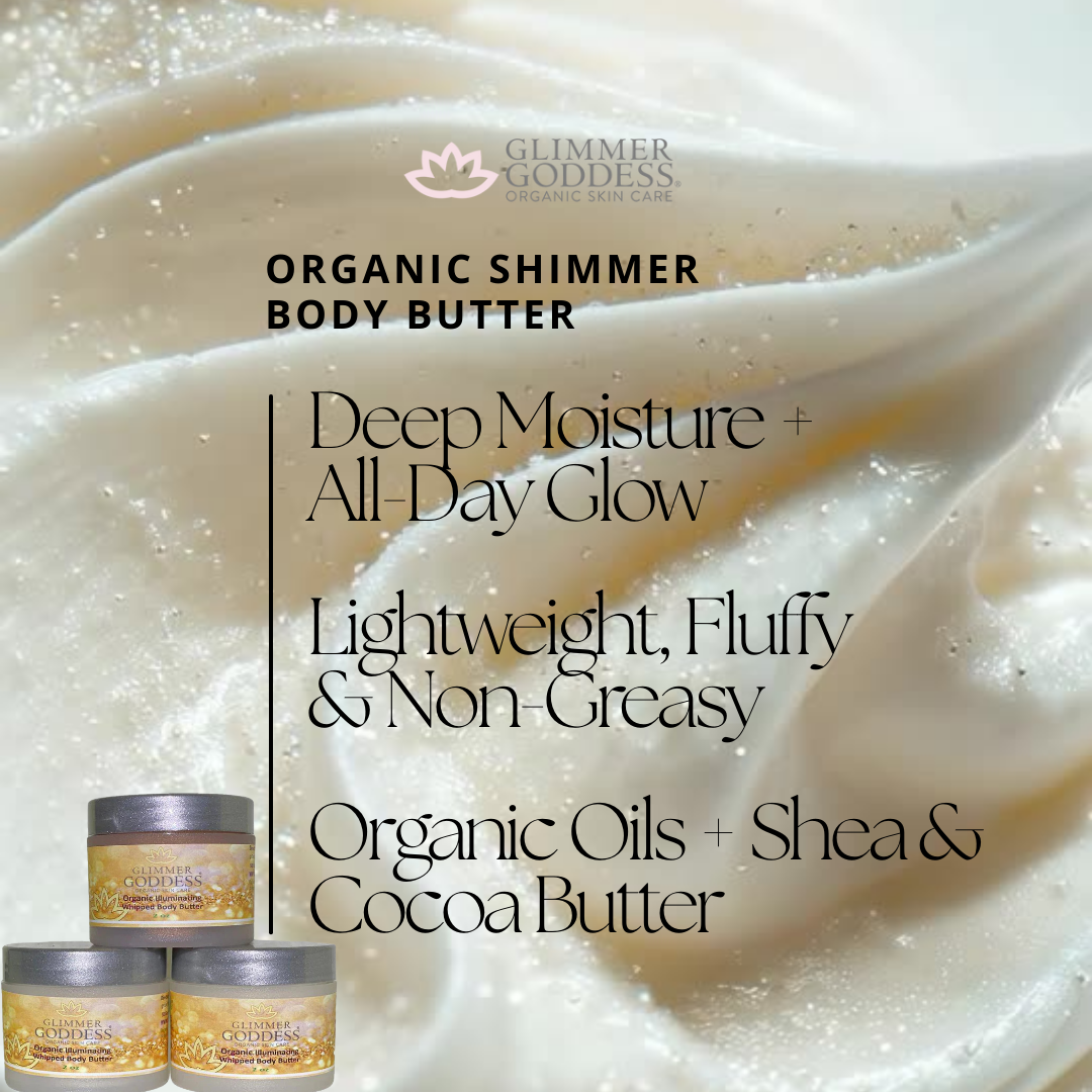 Travel-size shimmer butter trio with 3 shades for radiant, glowing skin on the go - Glimmer Goddess® Organic Skin Care