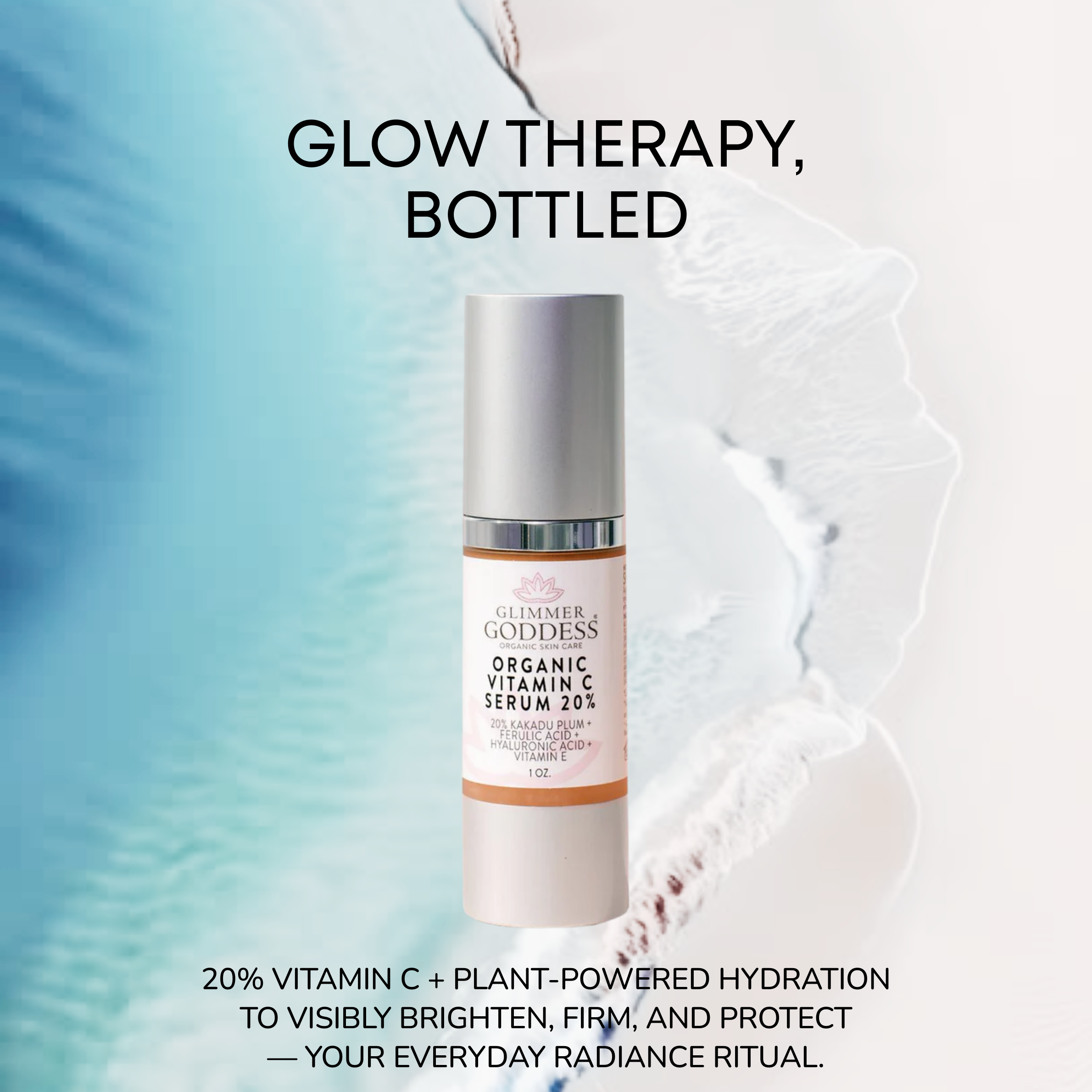 Organic Vitamin C Serum 20% for radiant, youthful skin with dark spot reduction - Glimmer Goddess® Organic Skin Care