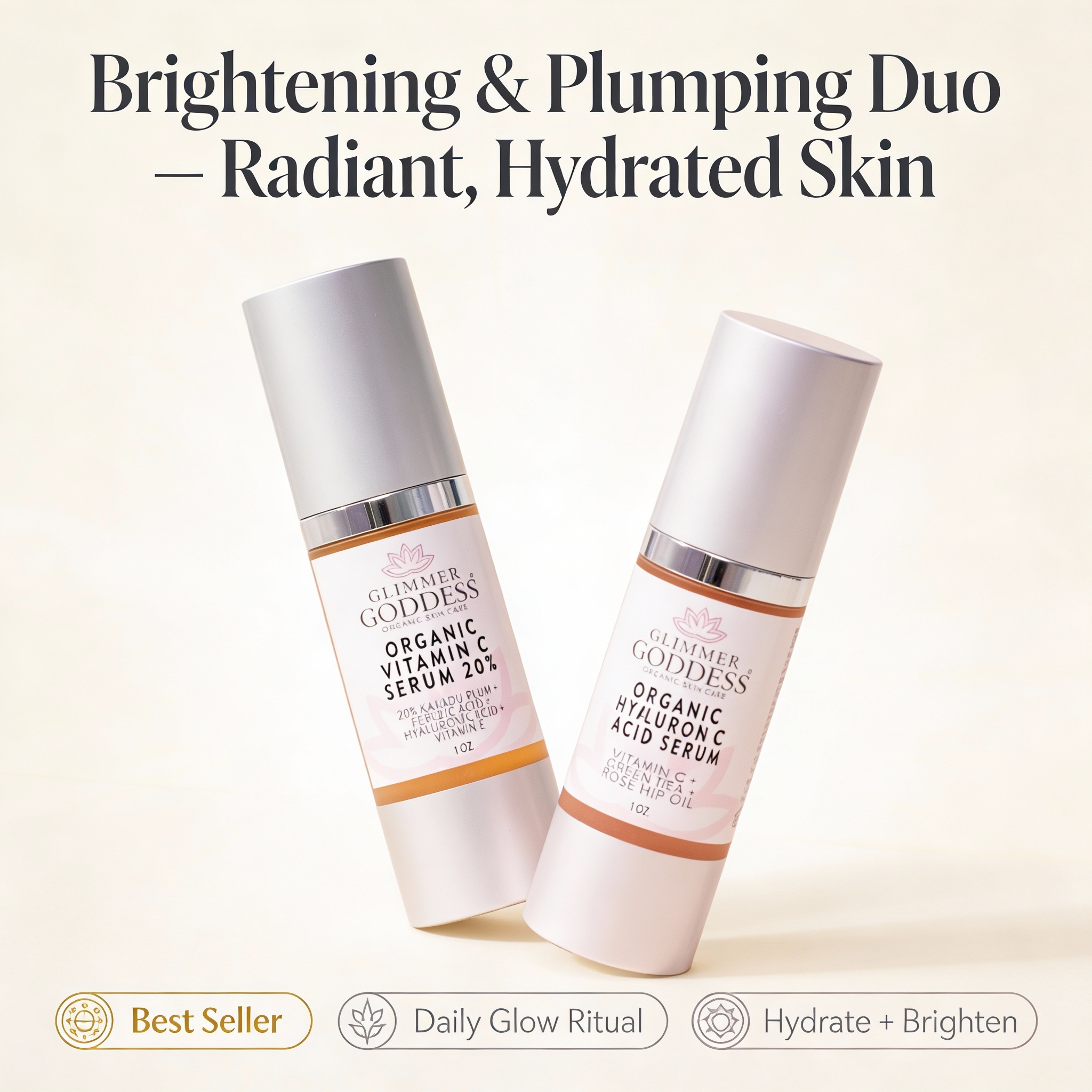Vitamin C and Hyaluronic Acid Serum Duo in a lifestyle setting