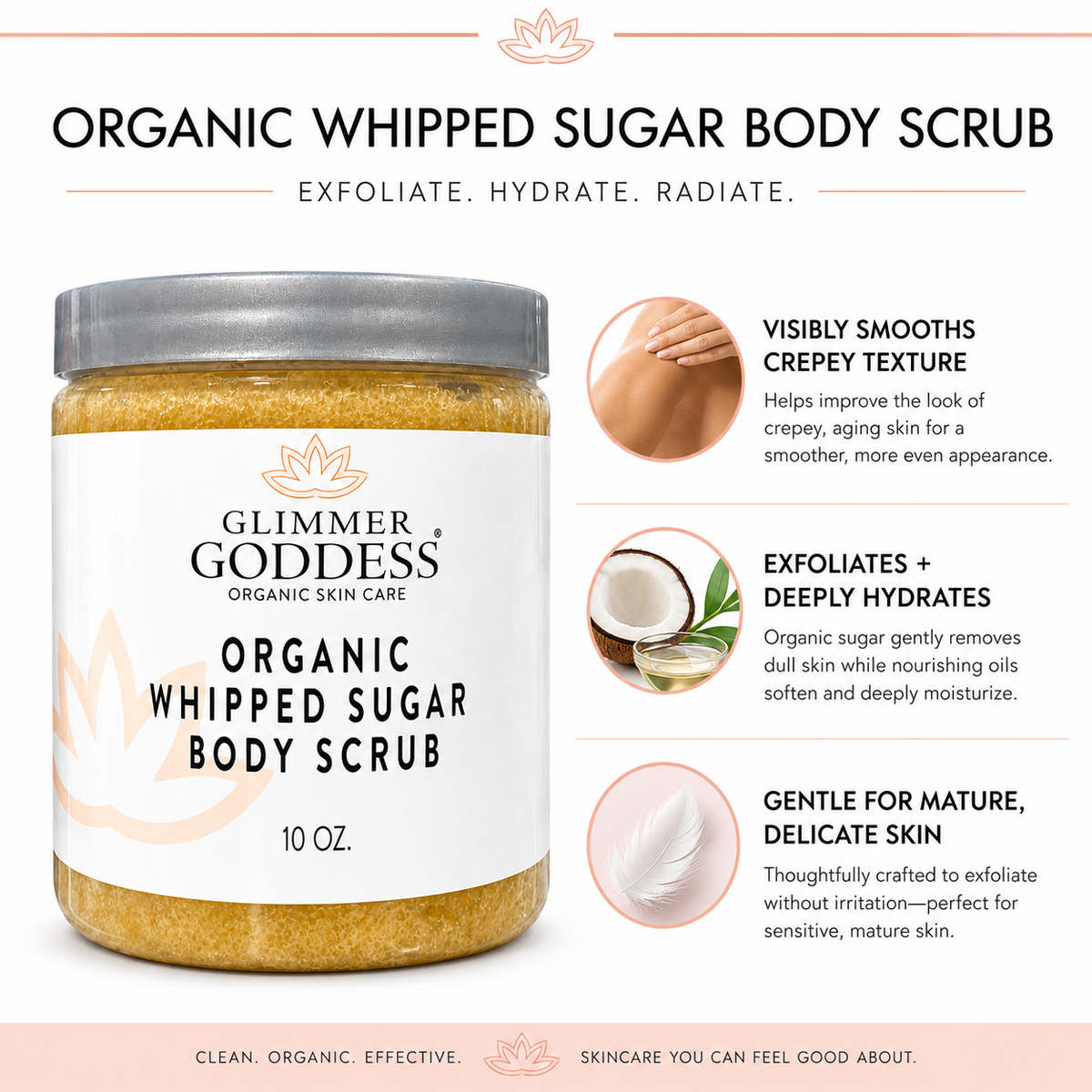 Glimmer Goddess Organic Whipped Sugar Body Scrub 10 oz