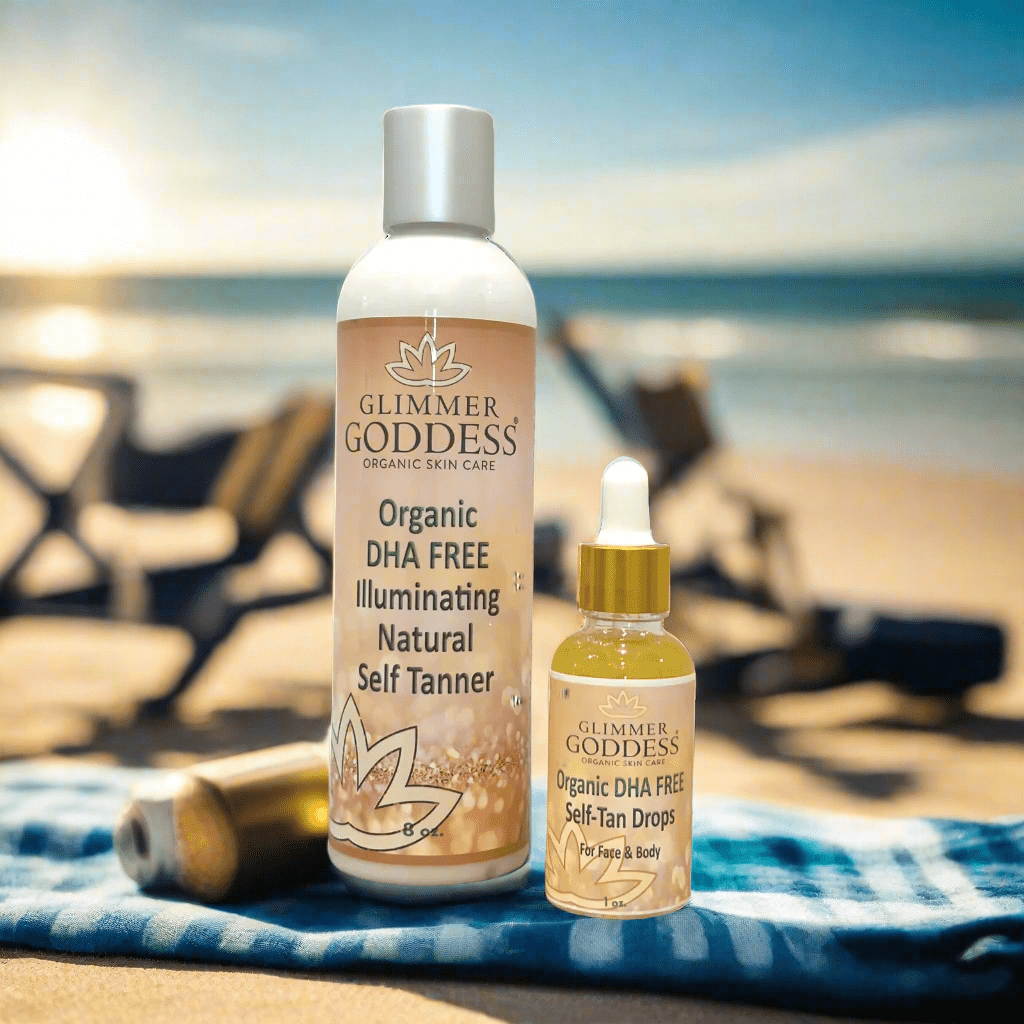 DHA - Free Self Tanner + DHA - Free Self Tanner Drops Bundle - 15% Off - Glimmer Goddess® Organic Skin Care