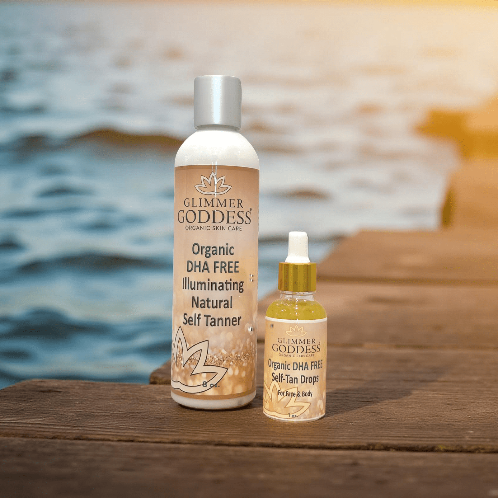 DHA - Free Self Tanner + DHA - Free Self Tanner Drops Bundle - 15% Off - Glimmer Goddess® Organic Skin Care