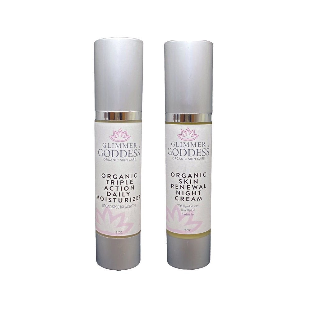 Glimmer Goddess Day & Night Radiance Duo: Moisturize, Restore, Renew - Glimmer Goddess® Organic Skin Care