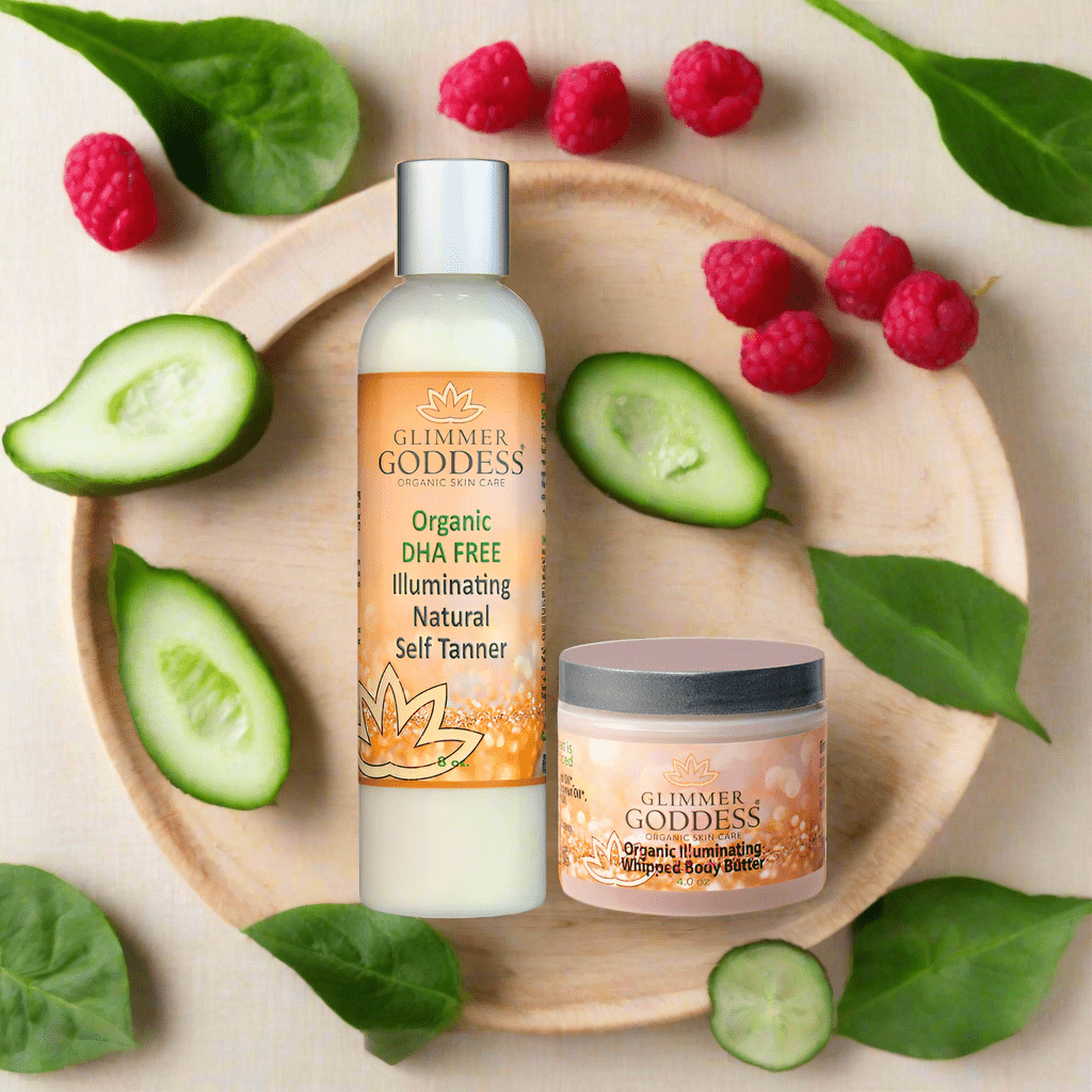 Organic DHA - Free Self Tanner + Bronzing Shimmer Bundle | 20% Off - Glimmer Goddess® Organic Skin Care