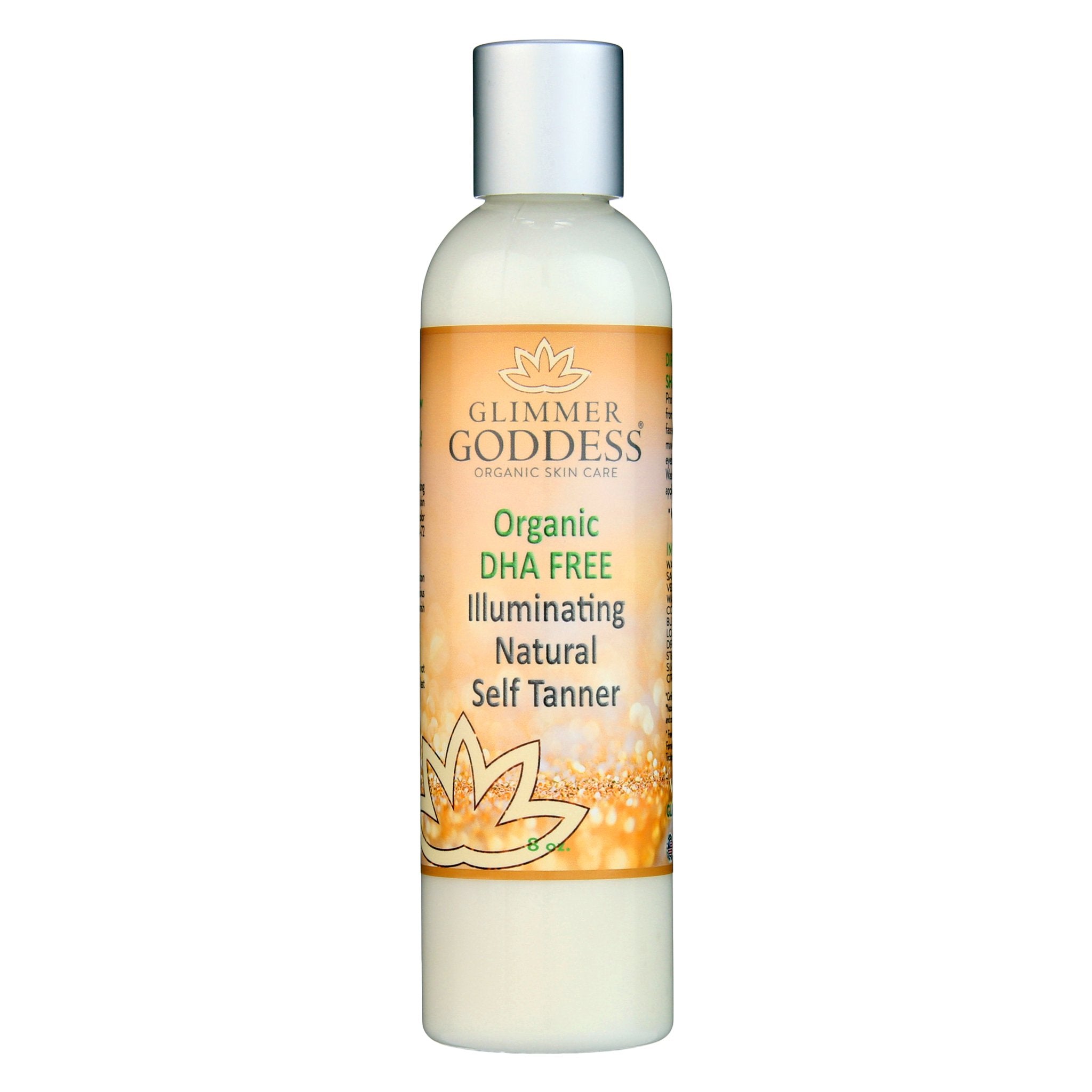 Glimmer Goddess® Organic Self Tanner for sensitive skin with DHA-free formula, providing a natural sun-kissed glow.