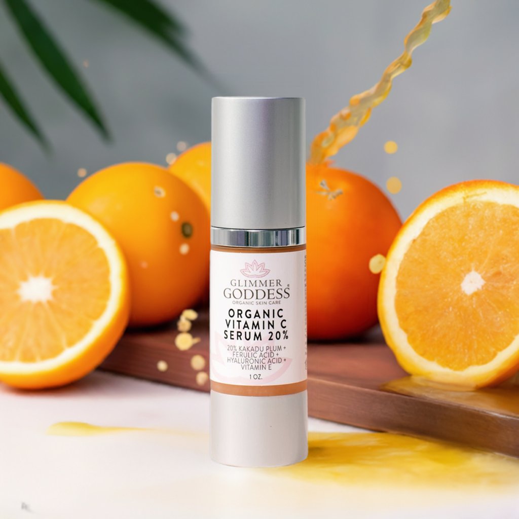 Organic Vitamin C Serum 20% Firm & Glow from Glimmer Goddess by oranges
