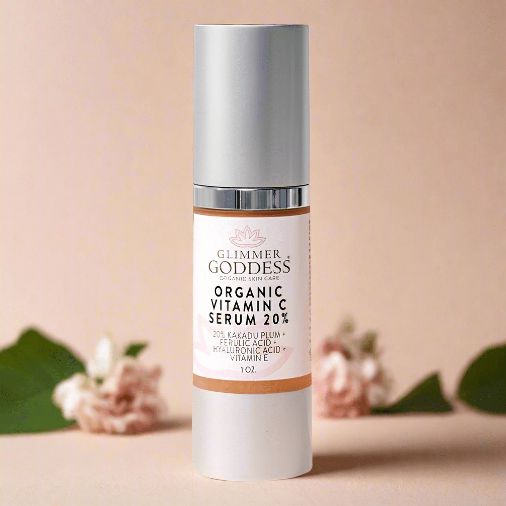 Glimmer Goddess Organic Skin Care Radiance Glow Vitamin C Serum 20 with brightening and hydrating properties in a skincare gift set