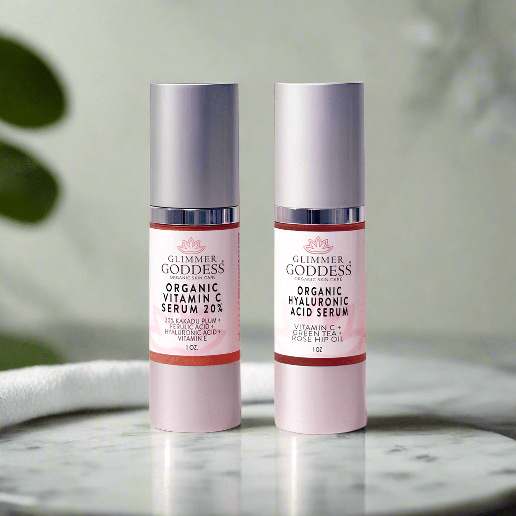 Radiance + Hydration Duo: Vitamin C 20% & Hyaluronic Acid Serum Bundle (20% Off) - Glimmer Goddess® Organic Skin Care