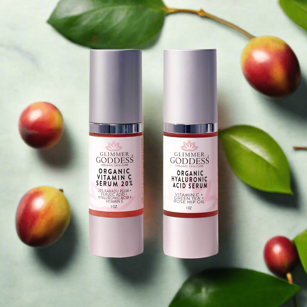 Radiance + Hydration Duo: Vitamin C 20% & Hyaluronic Acid Serum Bundle (20% Off) - Glimmer Goddess® Organic Skin Care