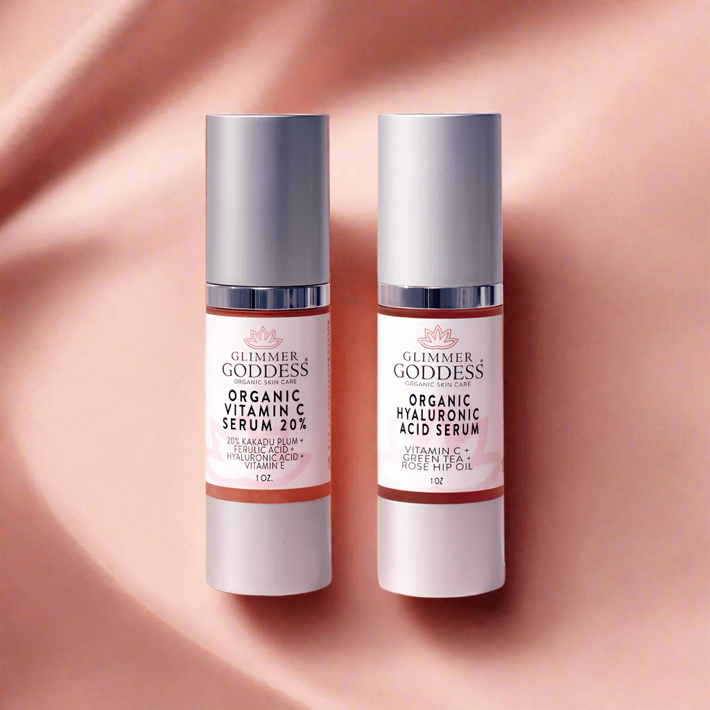 Radiance + Hydration Duo: Vitamin C 20% & Hyaluronic Acid Serum Bundle (20% Off) - Glimmer Goddess® Organic Skin Care
