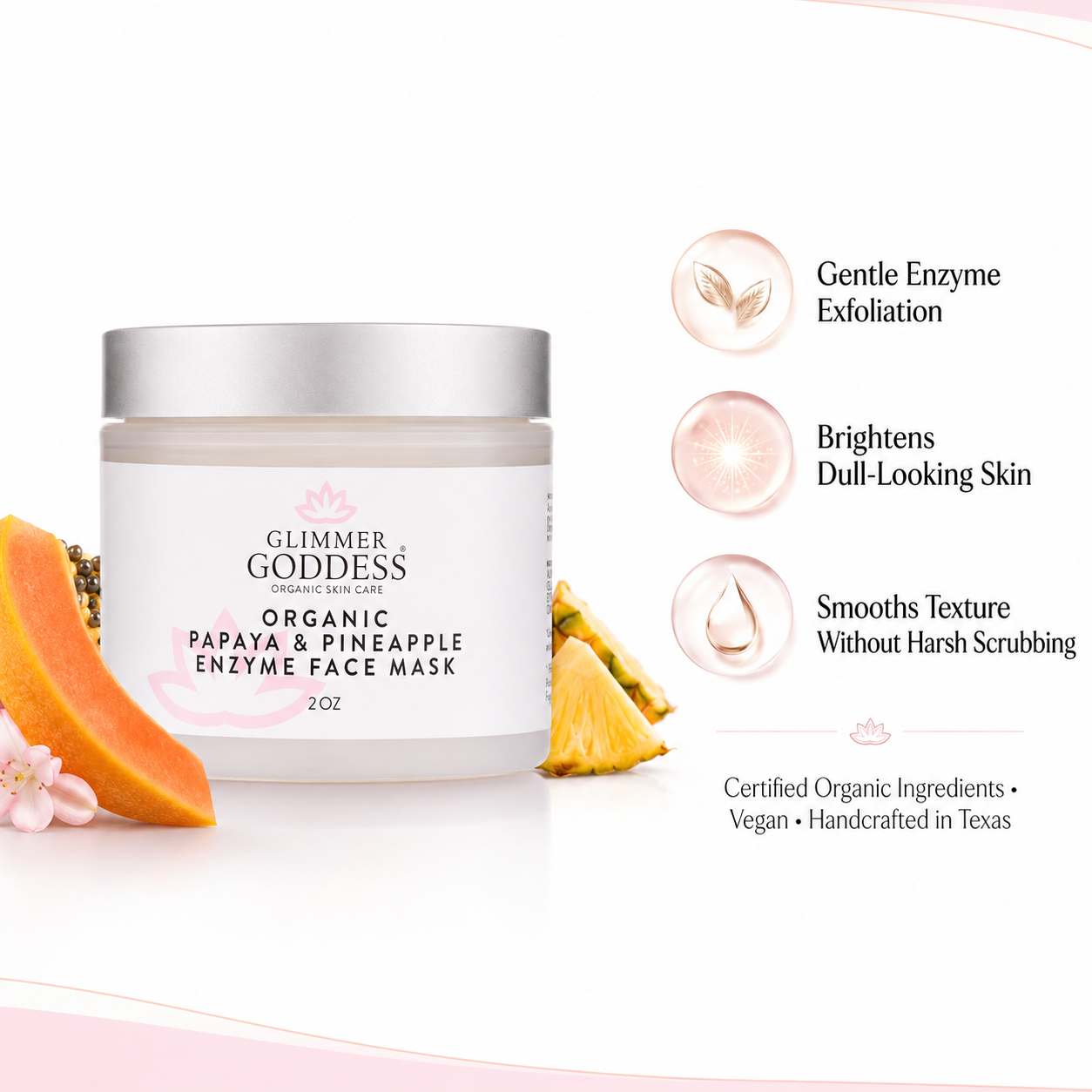 Mascarilla facial enzimática de piña y papaya orgánica