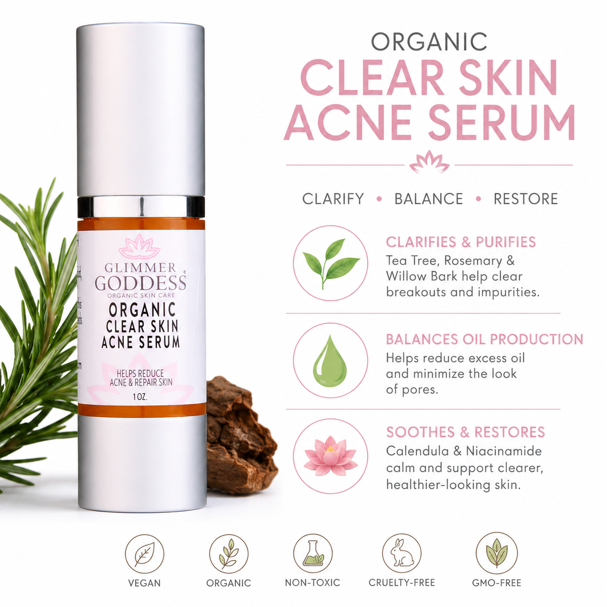 Organisches Akne-Serum – Ölregulierende & Porenreinigende Behandlung