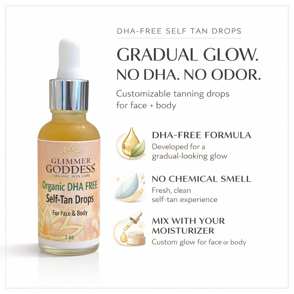 Organic DHA Free Tanning Drops – Gradual, No‑Odor Glow