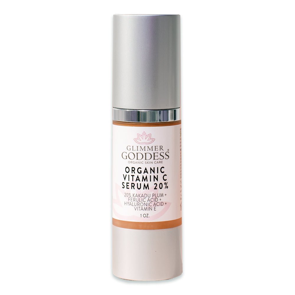 Organic Vitamin C Serum 20% Firm & Glow from Glimmer Goddess bottle