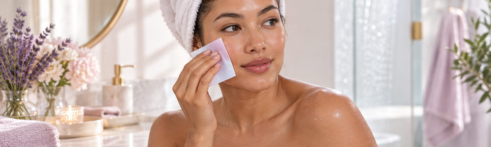 Oily-skin care with a gentle blotting paper and fresh, clean complexion