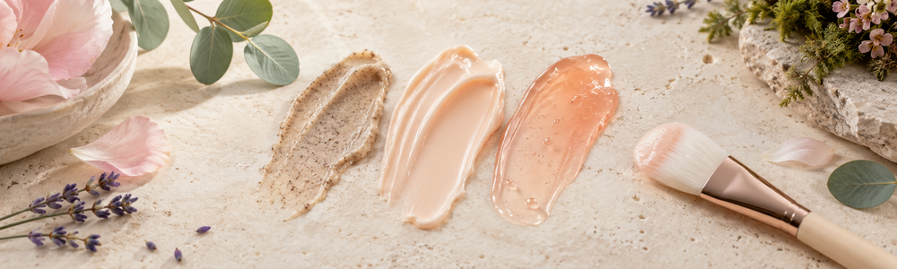 Three face mask textures for improving the appearance of uneven skin tone