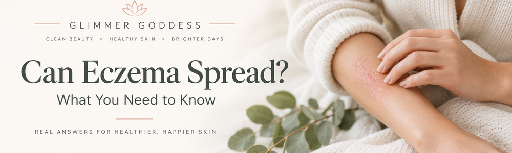 Glimmer Goddess educational banner for Can Eczema Spread? What You Need to Know.
