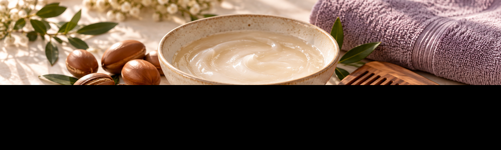 Argan oil shampoo texture with argan kernels and wooden comb