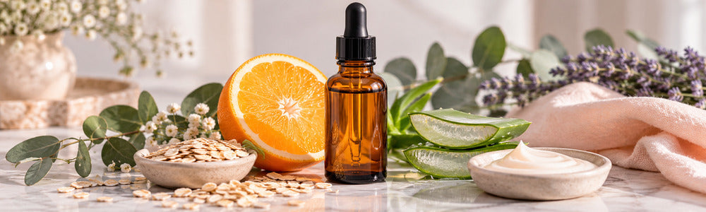 Vitamin C serum with orange, aloe, and oats for sensitive skin