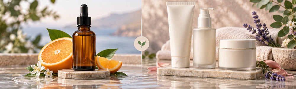 Vitamin C serum compared with a coordinated skin care routine