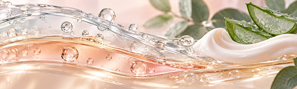 Soft skincare textures and aloe illustrating topical skin contact.