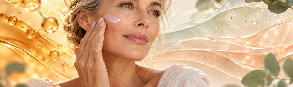 Woman gently applying moisturizer during a barrier-first skincare routine