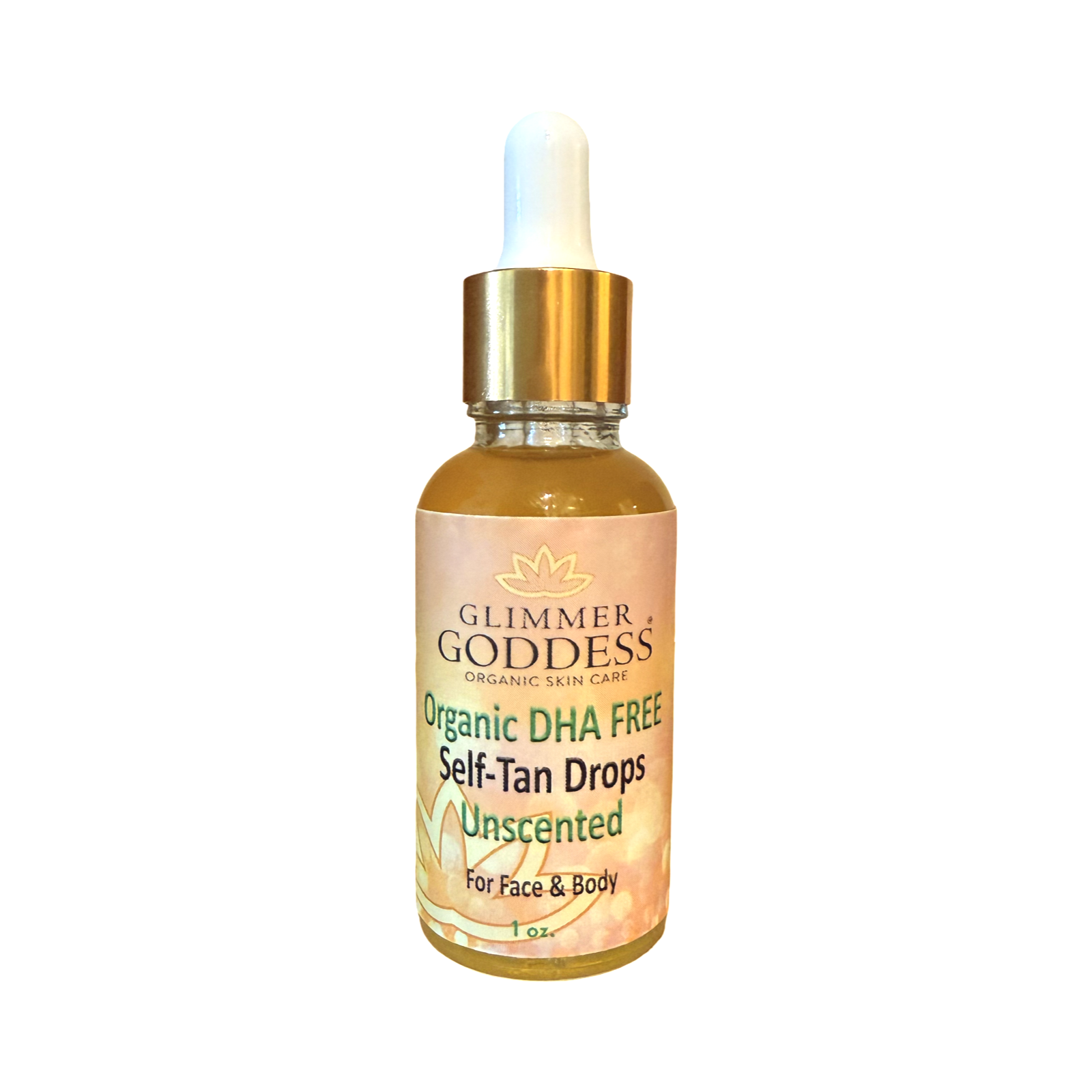 Gotas autobronceadoras orgánicas sin DHA para rostro y cuerpo, 1 oz.