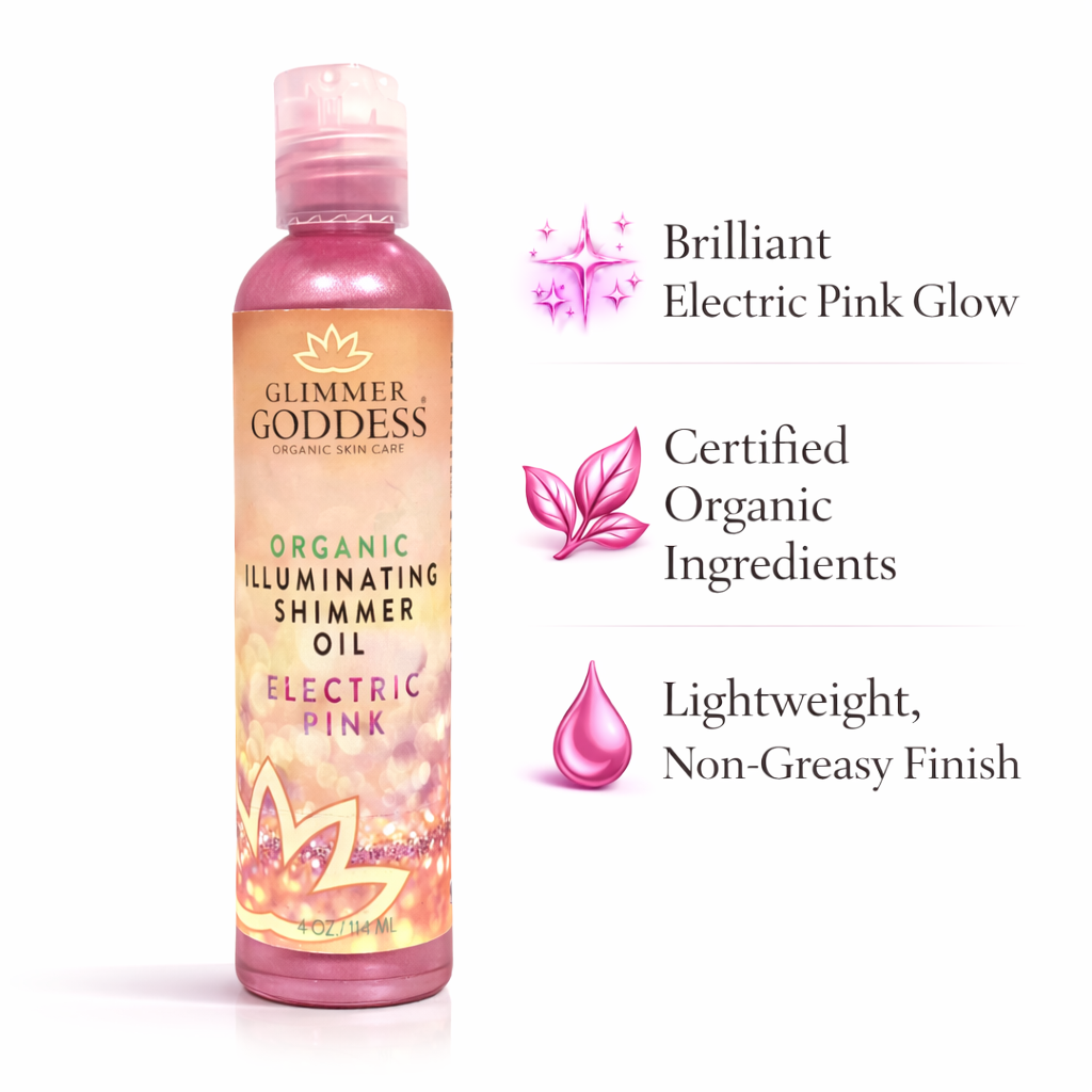 Organic Shimmer Oil – Illuminating Body Oil in 5 Shades for Radiant Glow & Deep Hydration - Glimmer Goddess® Organic Skin Care