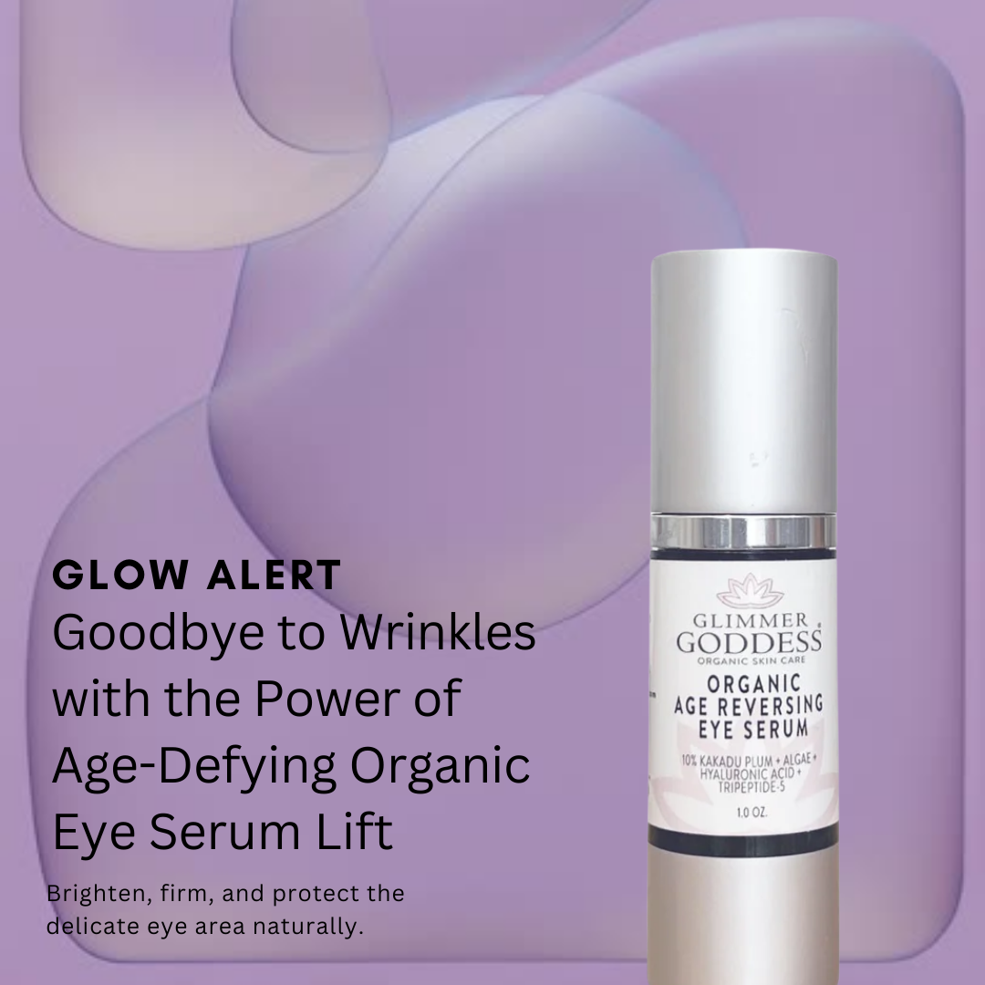 Organic Age Reversing Eye Serum with peptides, vitamin C and spirulina for instant firming - Glimmer Goddess® Organic Skin Care
