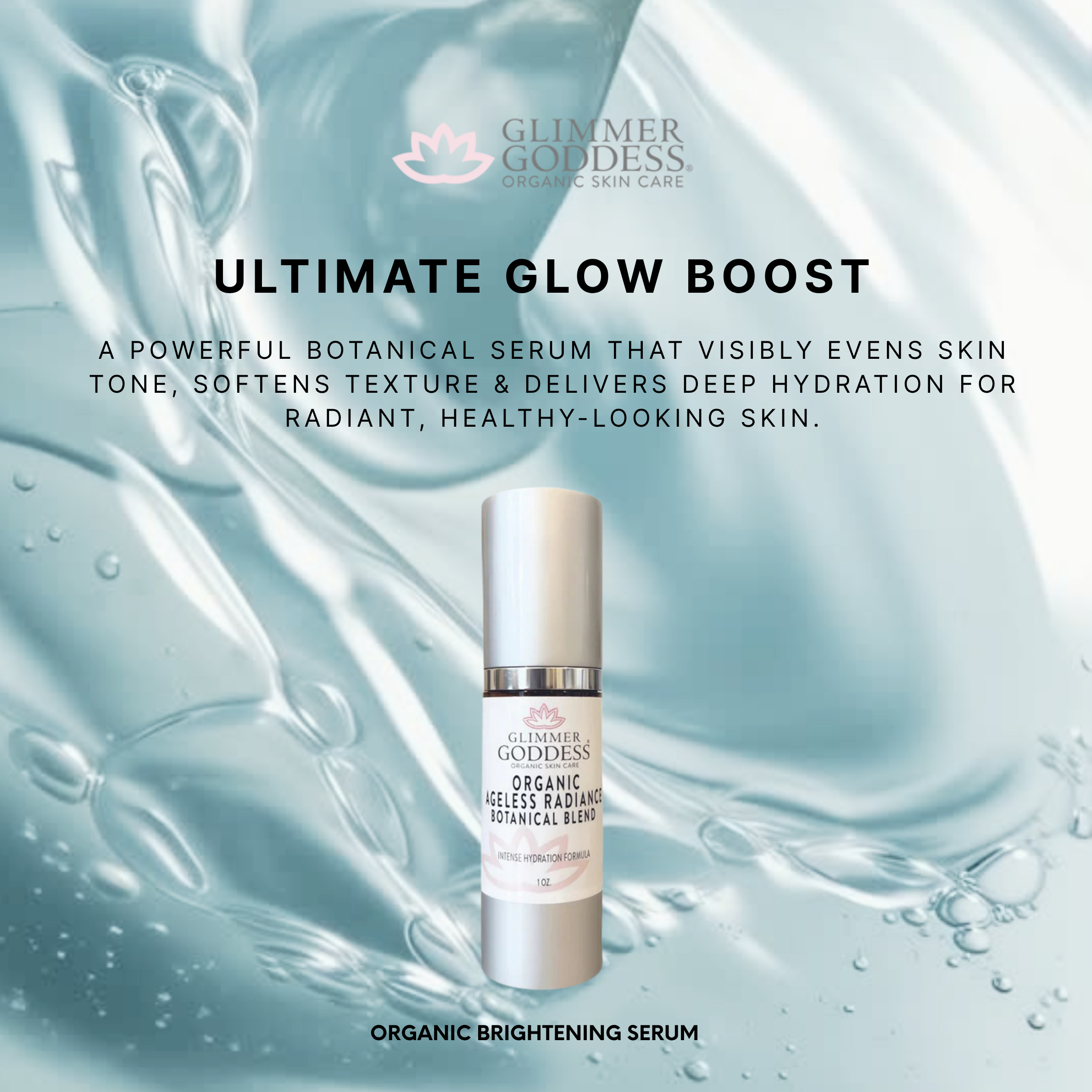 Ageless Radiance Oil Serum benefits: brightens, evens skin tone, fades dark spots - Glimmer Goddess® Organic Skin Care
