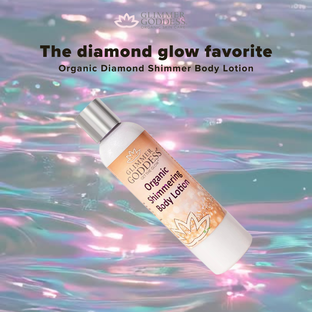 Organic Diamond Shimmer Body Lotion – Sexy Level 2 & Super Level 3 Shimmer in 4 oz & 8 oz