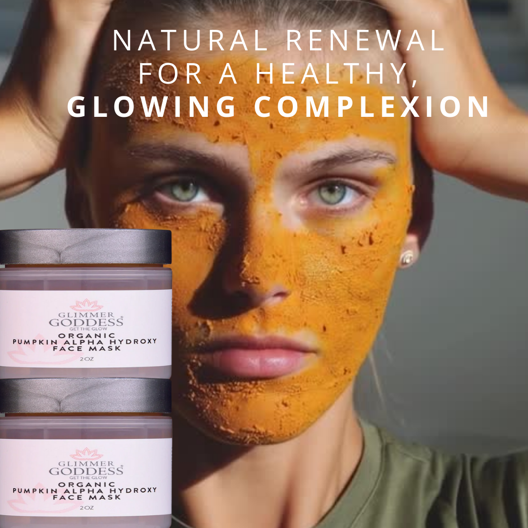 AHA exfoliating mask with pumpkin enzymes for anti-aging and radiant complexion - Glimmer Goddess® Organic Skin Care
