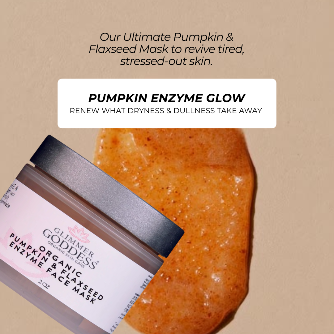 Organic Pumpkin Flaxseed Enzyme Face Mask for brightening and tightening skin - Glimmer Goddess® Organic Skin Care
