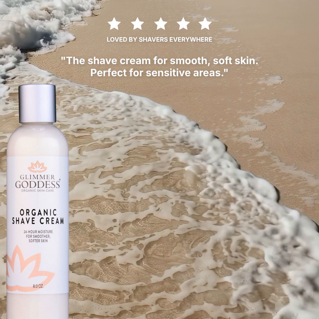 Organic Shave Cream with aloe, coconut oil and shea butter for sensitive skin - Glimmer Goddess® Organic Skin Care
