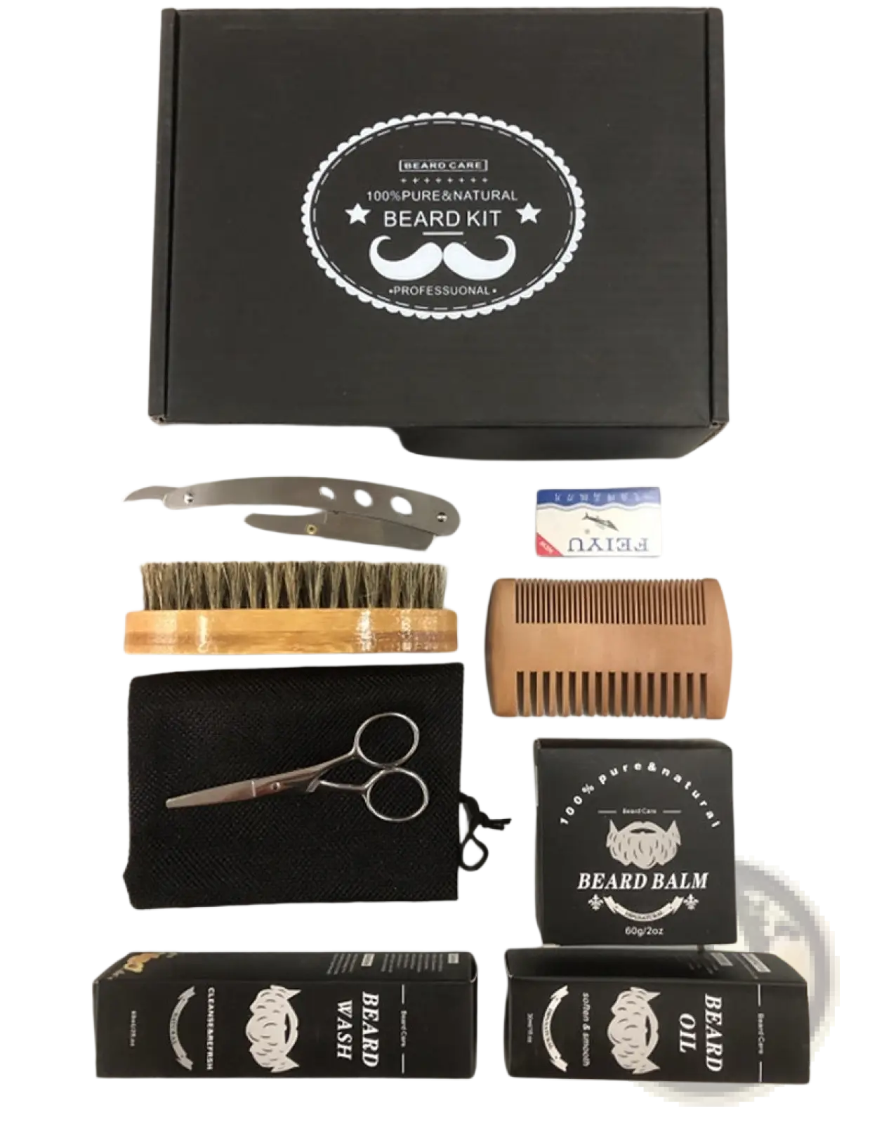 Beard Growth Kit with Derma Roller and Grooming Tools